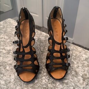 L.A.M.B. Black Multi-Strap Heels